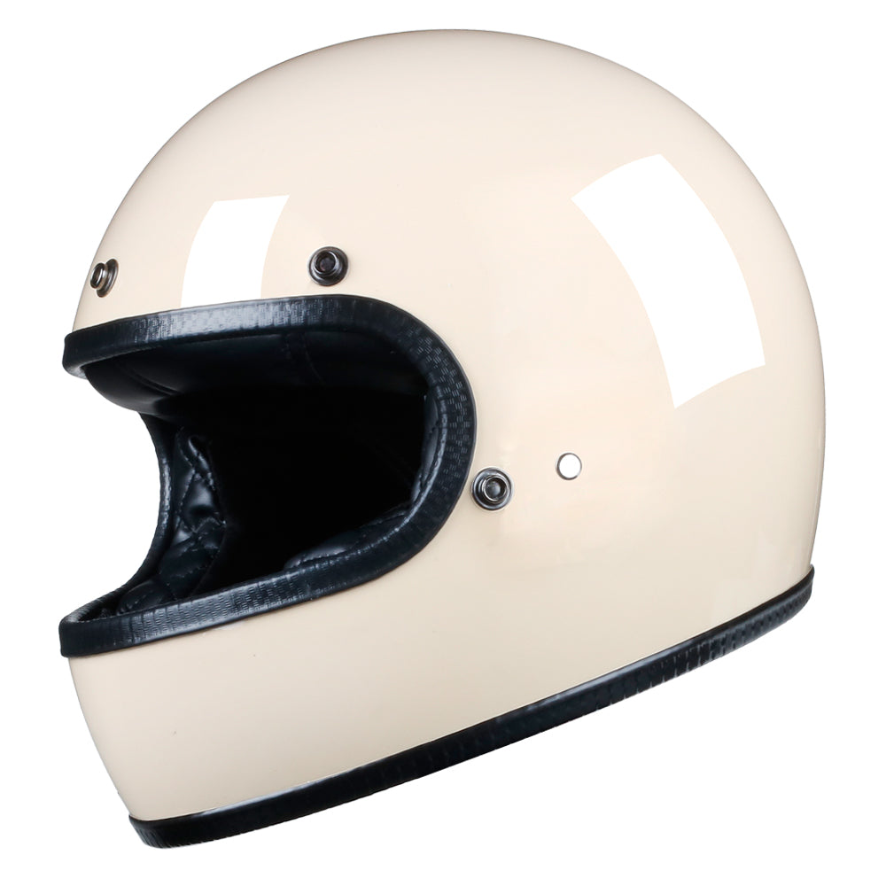 Full Face Retro Motorcycle Helmet - Cafe Racer - Gloss White