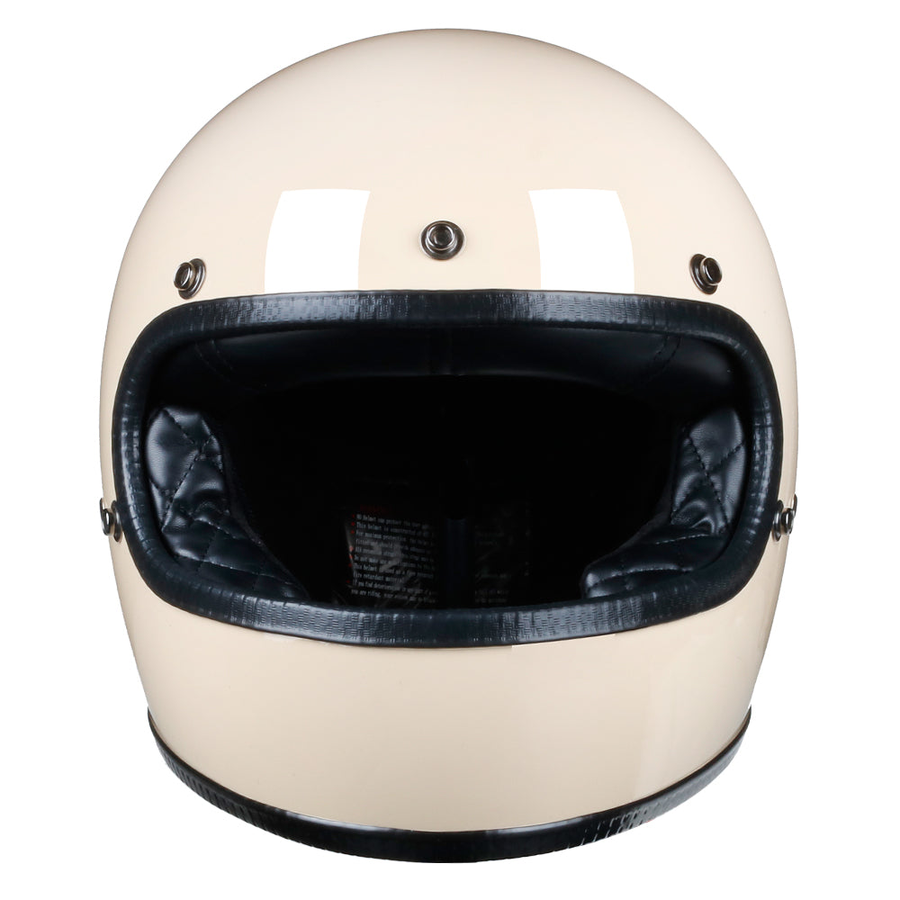 Full Face Retro Motorcycle Helmet - Cafe Racer - Gloss White