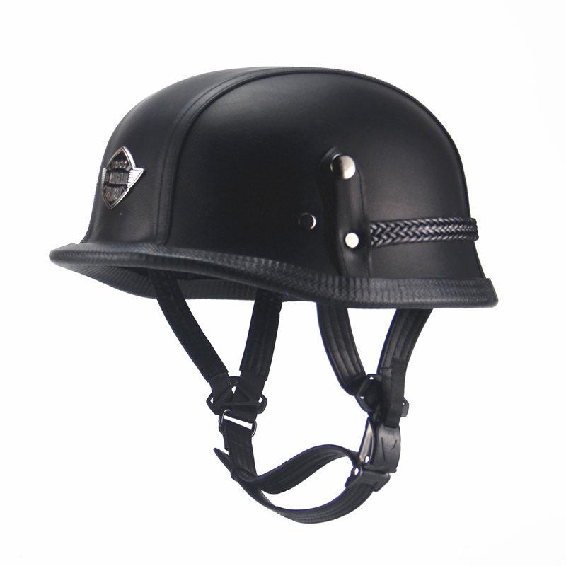 German Leather Half Helmet - Vintage Black – Gear Rider German Leather Half Helmet - Vintage Black – Gear Rider