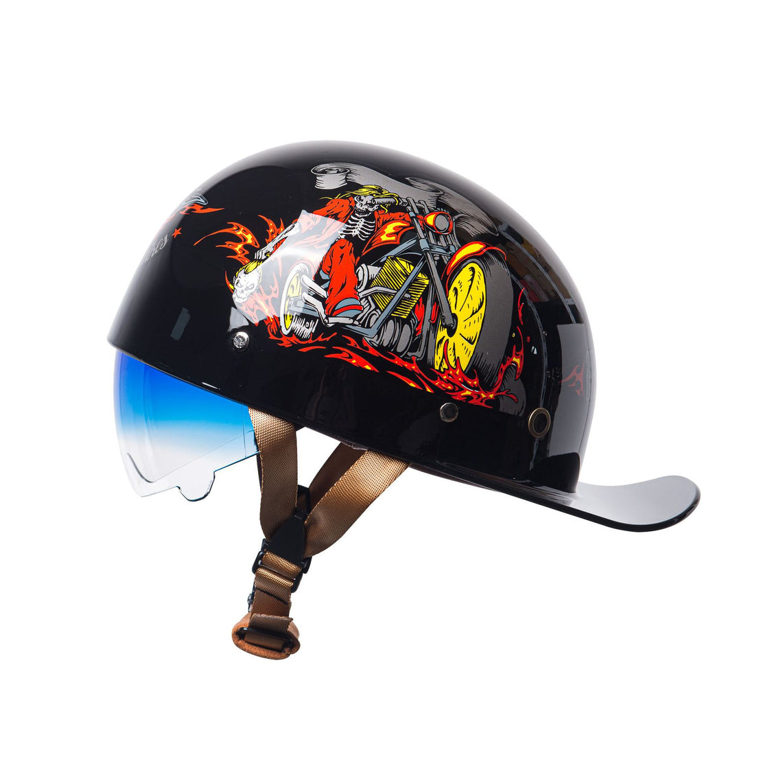 Baseball Motorcycle Helmet Builtin Visor Gear Rider