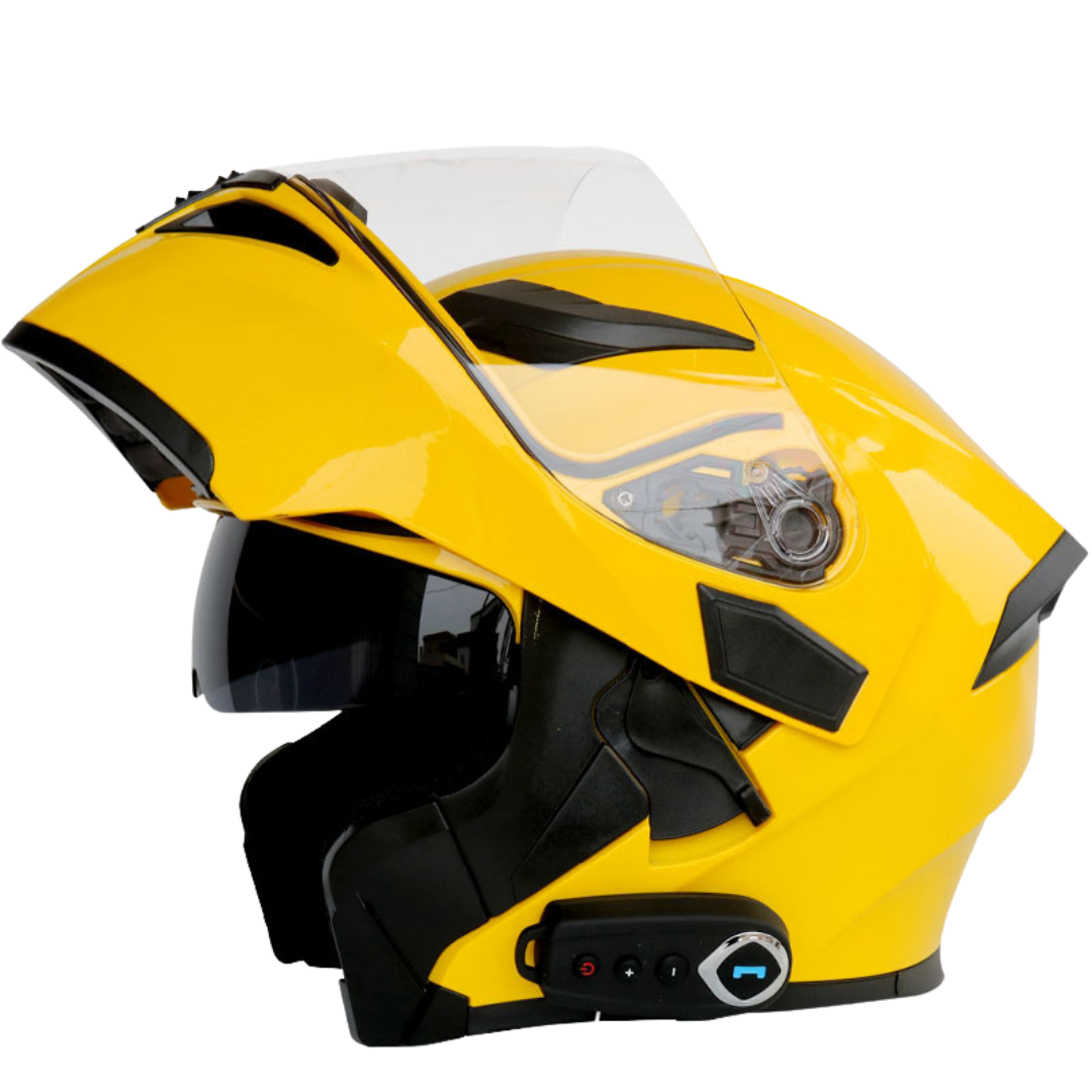  Bluetooth Motorcycle Helmet with Clear, Tinted, Iridium Shields  (Small, Flat Black) : Automotive