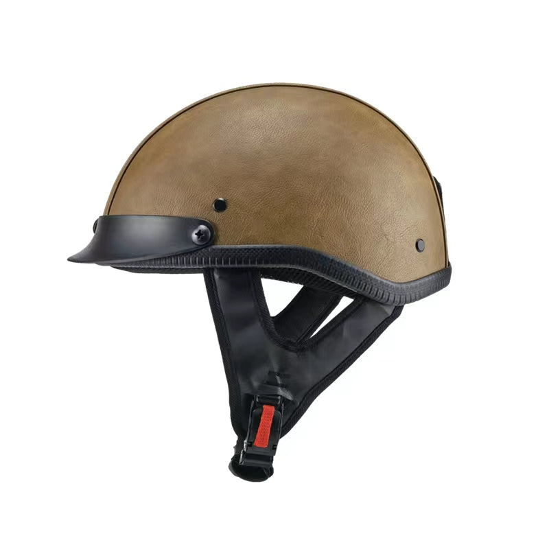 Vintage Retro Leather Half Helmet