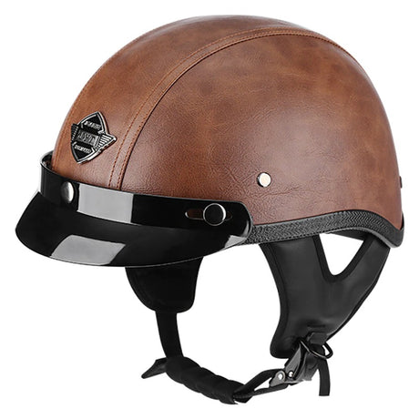 Retro Leather Half Helmet