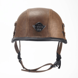 brown leather half motorcycle helmet German Leather Half Helmet