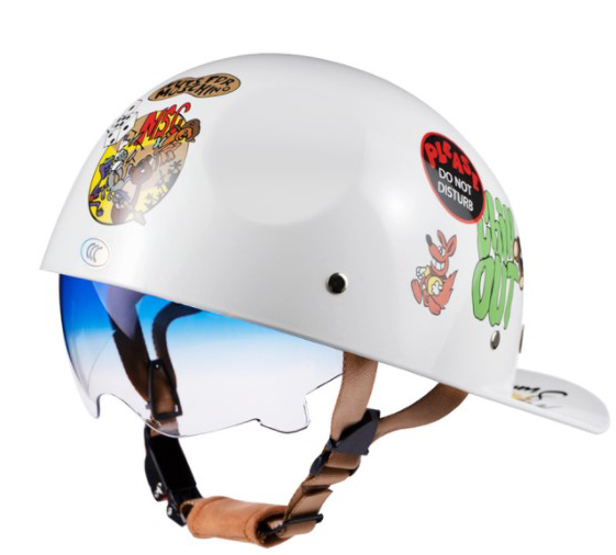 baseball themed bike helmet Baseball Motorcycle Helmet Built-in Visor Cruiser Black / L