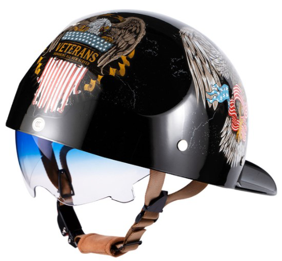 Baseball Motorcycle Helmet Built-in Visor Cruiser Black / L Baseball Motorcycle Helmet Built-in Visor Cruiser Black / L