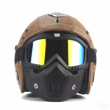 Premium Leather Helmet 3/4 - Riders Gear Store