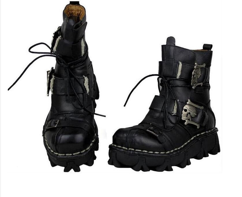Leather Skull Boots Gothic Punk