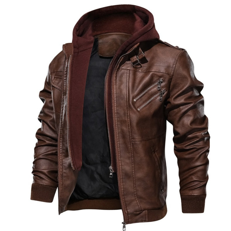 Titan Leather Motorcycle Jacket Hooded