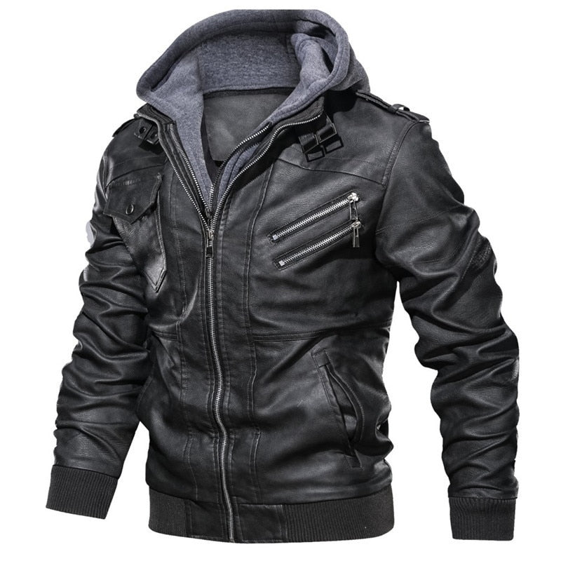 Titan Leather Motorcycle Jacket Hooded